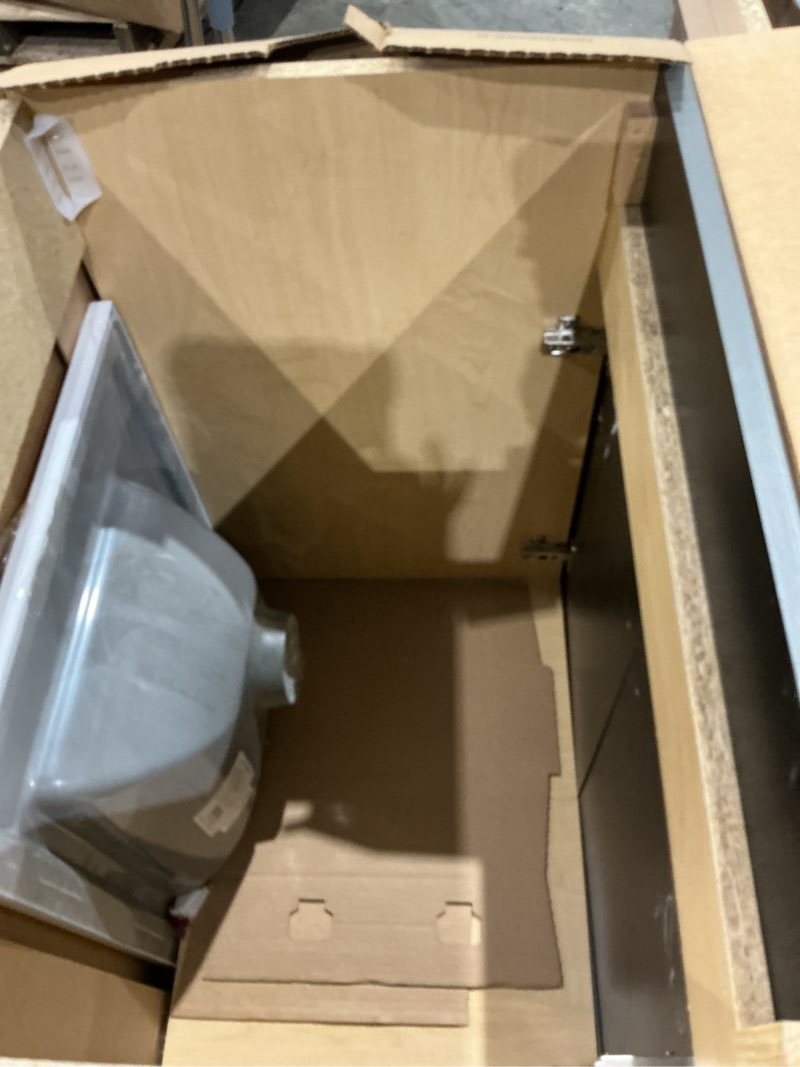 Condition photo showing Good Condition for style selections esterbrook 24-in dark gray single sink bathroom vanity with white cultured marble top