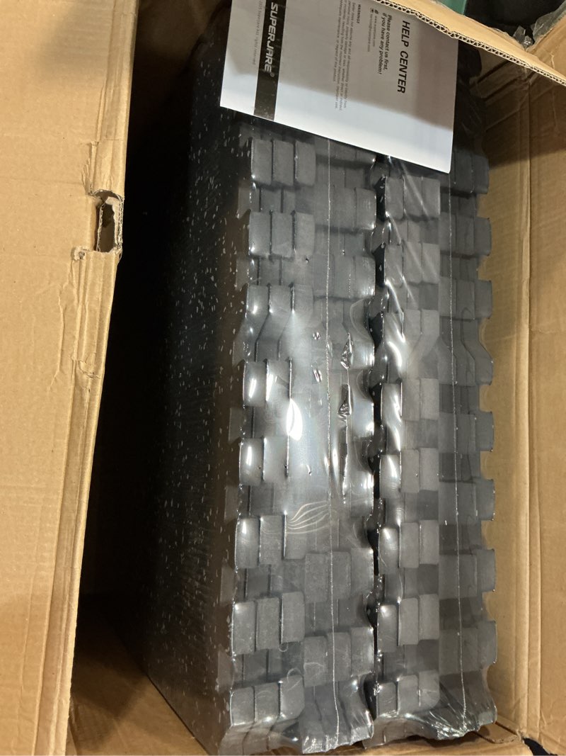 Condition photo showing New/Like New for superjare 0.79'' extra-thick exercise equipment mats, 12pcs rubber top floor tiles with high density eva foam, interlocking gym flooring for home gym, workout mat, black/grey 12 tiles  black/grey