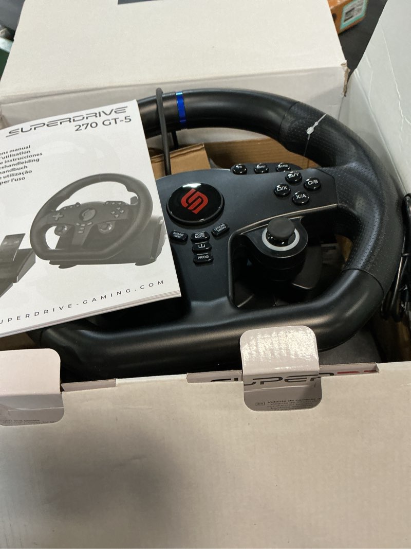 Condition photo showing Good Condition for subsonic - superdrive 270 gt-5 steering wheel - ps5 racing wheel with dual sticks, led, pedals and paddle shifters - 27 cm diameter, 270° rotation. for ps5 and pc - black