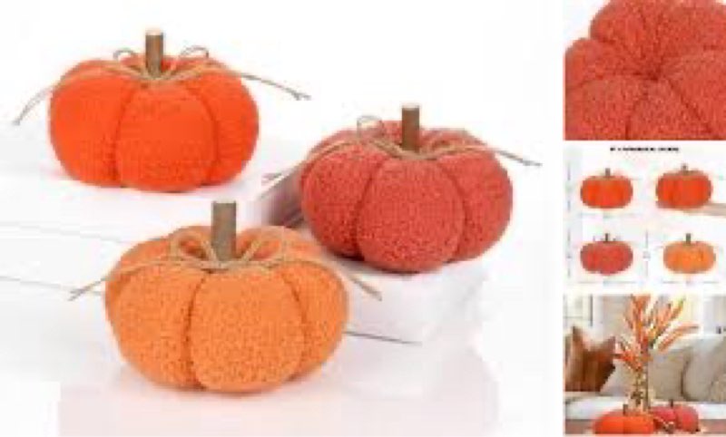 6" Fake Fall Pumpkin Decorations for Home, 3 Pcs Artificial Big Fabric Pumpkins Autumn Decor Faux Pu
