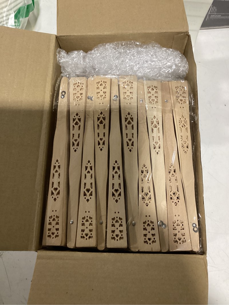 Condition photo showing New/Like New for quzzil 50 sets wooden hand fan sandalwood wood handheld folding fans with ribbon thank you tag for wedding guests baby shower birthday bridal gifts party favors (white,leaf) white leaf