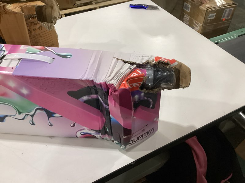 Condition photo showing Good Condition for Jetson Jupiter Kids 2-Wheel Light-Up Kick Scooter, LED Lights on Handlebar, Stem, Wheels & Deck, Adjustable Handlebar, Rear Brake, Easy-Folding Mechanism, Ages 5+ Jupiter Pink