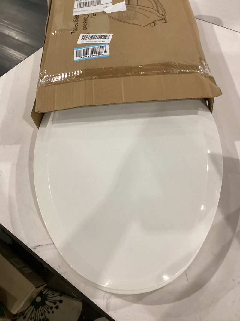 Condition photo showing As Is for elongated toilet seat 2-in-1 with built-in training seat, soft quiet close non-slip design, magnetic seat and cover, easy installation, pink pink, with toddler seat elongated (19?)