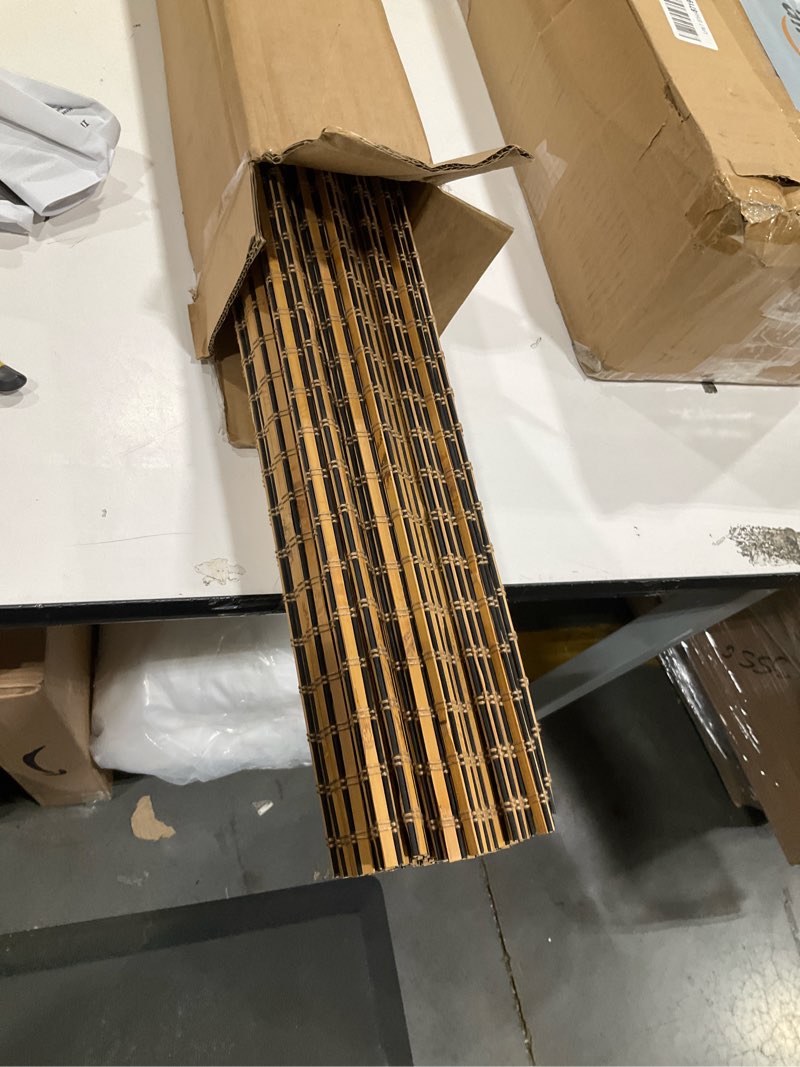 Condition photo showing Good Condition for lazblinds cordless bamboo roman shades for windows, light filtering natural bamboo blinds, easy lift cordless design for living room & bedroom, fits interior windows 25.5" w x 64" h, tatami tatami 25.5" w x 64" h