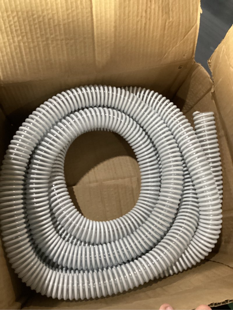 Condition photo showing New/Like New for sealproof 1.5" pool filter pump connection hose for above ground pools, 20 ft x 1-1/2 inch premium quality kinkproof pvc, made in usa | cut to desired length, includes 4 hose clamps