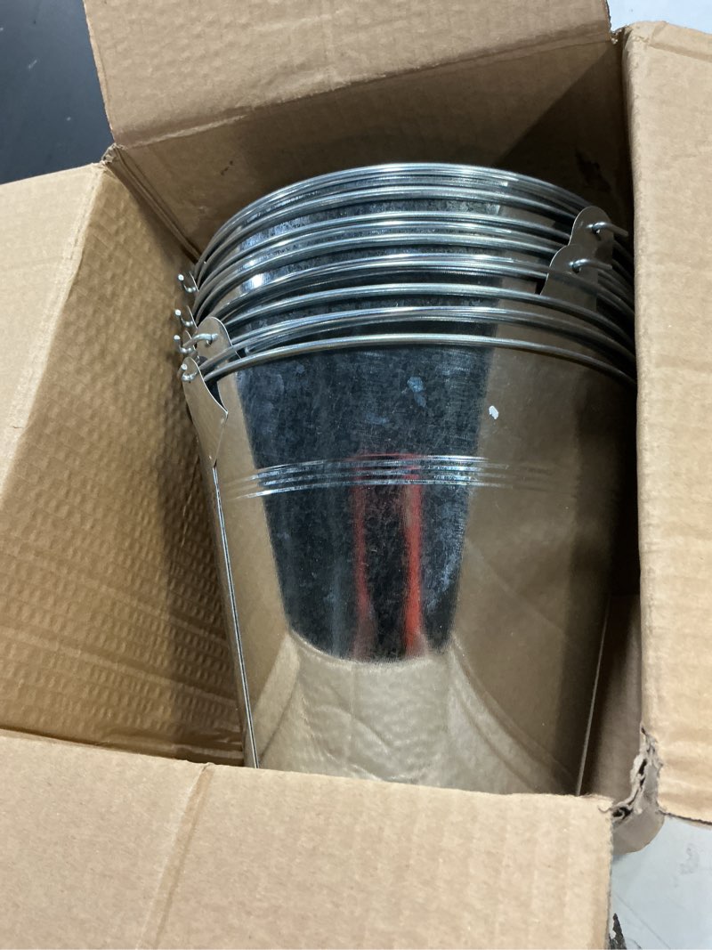 Condition photo showing New/Like New for obtanim 8 pack galvanized metal buckets with handle ice pails for plants, succulents, party favors organizing, rustic home decor or classrooms pencil storage (9 x 5.9 inch)