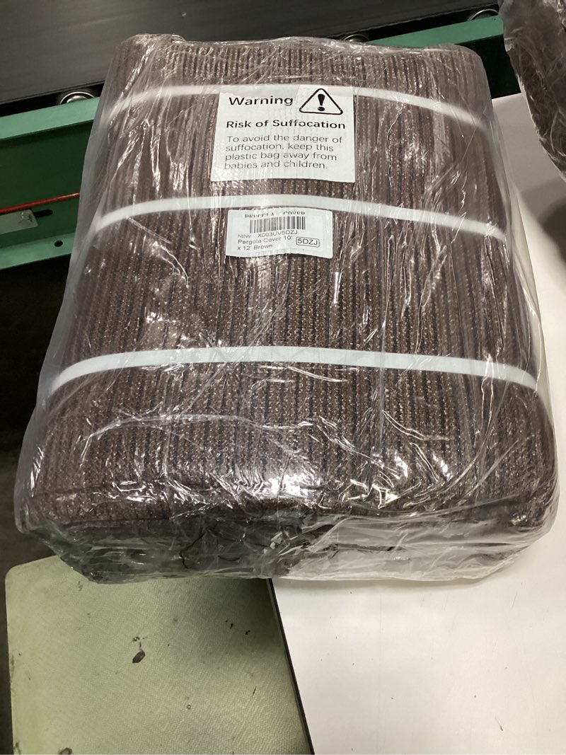Condition photo showing New/Like New for colourtree 10' w x 12' l brown pergola sun shade canopy replacement cover, commercial grade 260 gsm 