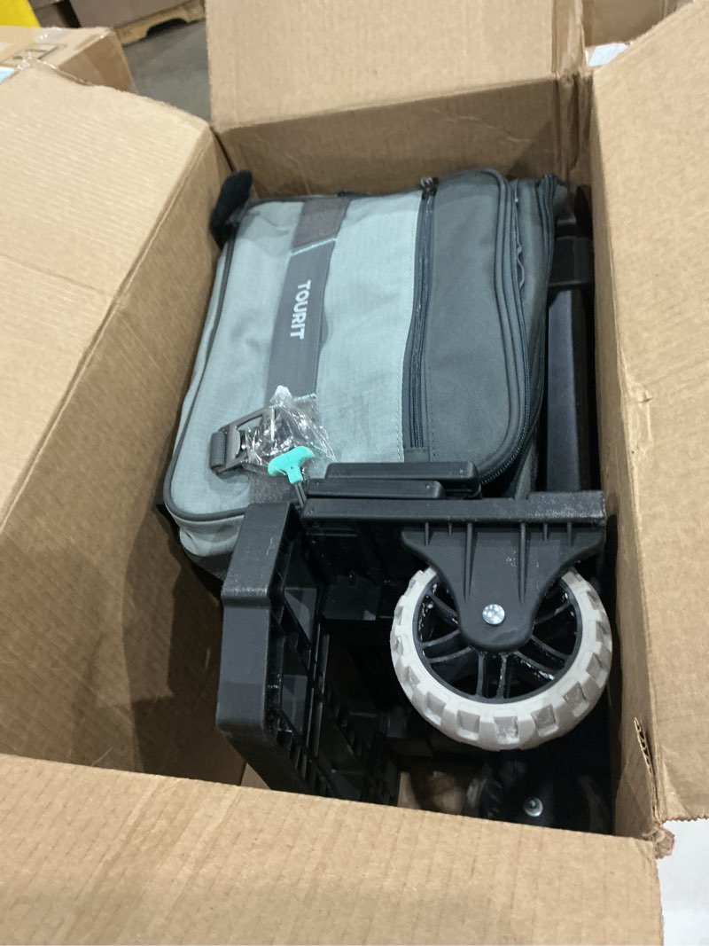 Condition photo showing Good Condition for tourit collapsible 48-can leak-proof insulated rolling cooler with all-terrain cart, upgraded fixtures and new wheels suitable for beach, picnic, shopping a1: gray
