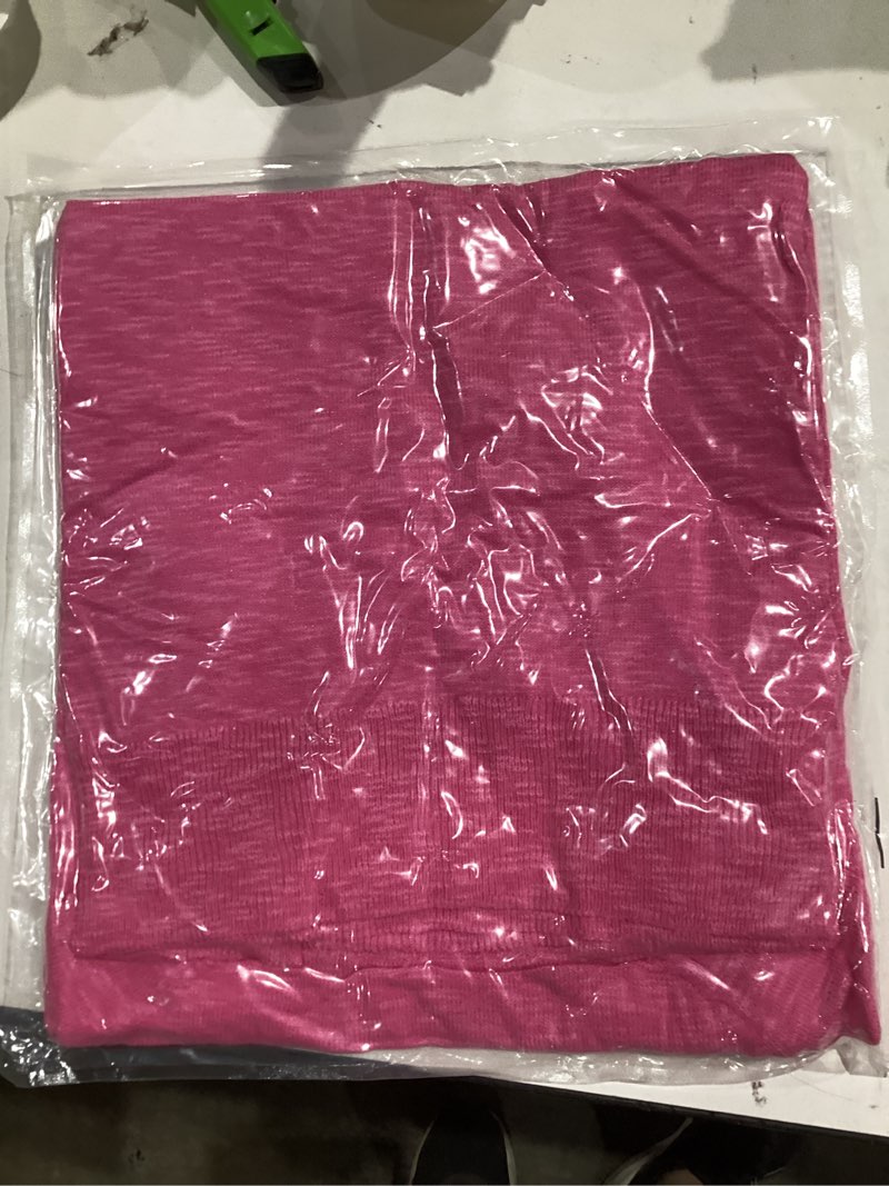 Condition photo showing New/Like New for Saodimallsu Womens Short Sleeve Crewneck Sweater Summer Tops Casual Loose Knit Lightweight Basic Pullover Shirts Medium Rose Red