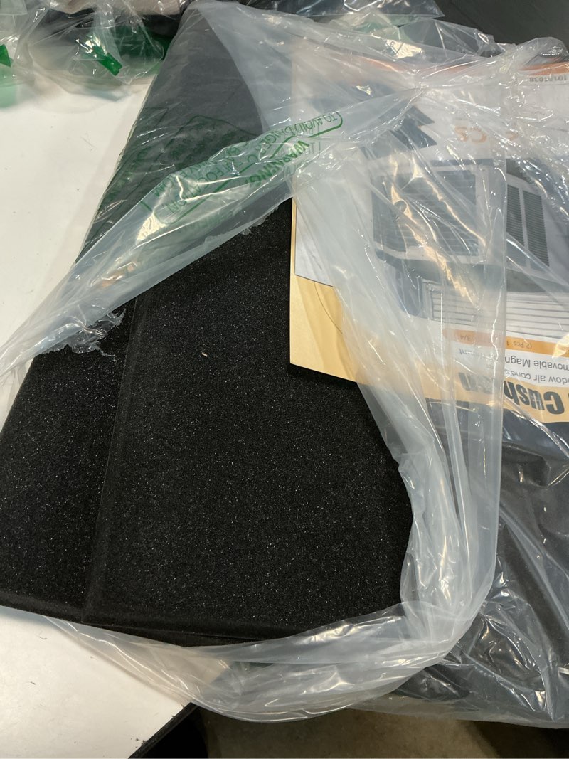 Condition photo showing Good Condition for window air conditioner drip cushion, removable ac rain cover with magnetic pad for window ac units,stops cushion moving stops dropping noise foam cushion (black)