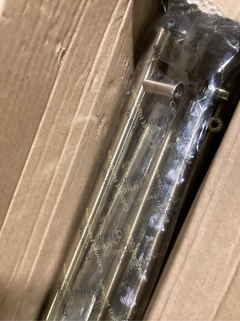 Condition photo showing As Is for ravinte champagne bronze cabinet handles 8-13/16 inch hole center 30 pack | 11-3/10 inch length, stainless steel pulls, smooth edges, round shape, with screwdriver, for dresser drawer cupboard handles 8-13/16 inch hole center champagne bronze 30