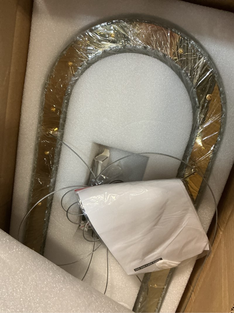 Condition photo showing Good Condition for haixiang modern crystal chandelier dimmable led long chandeliers for dining table pendant lights rectangular glam lighting fixtures for dining room kitchen island gold gold oval : l47"