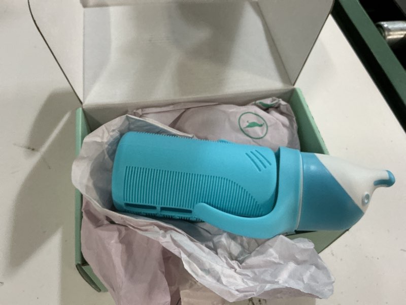 Condition photo showing As Is for tabor place set of 2 - glass sippy cup for toddlers - the luca | mint green & indigo purple | spill-proof | silicone straw | 8 oz | liquids never touch plastic | removable handles…