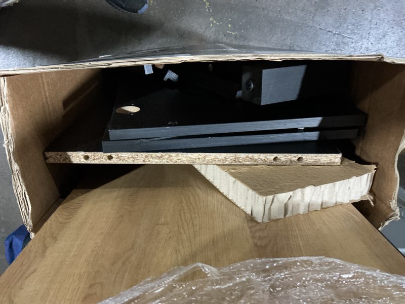 Condition photo showing As Is for better homes & gardens juliet arc tv stand for tvs up to 65”, black wood finish