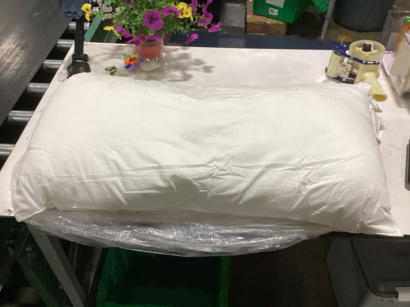 Condition photo showing As Is for premium down alternative pillow, king, medium firmness