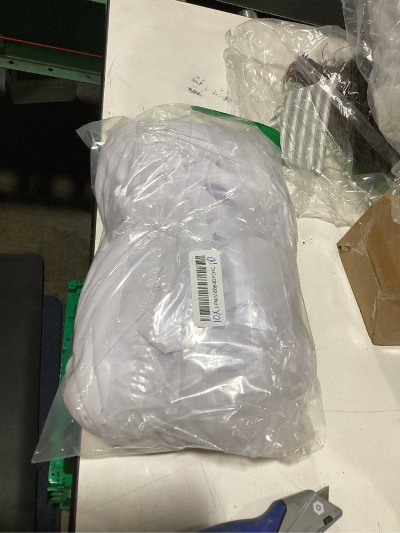 Condition photo showing New/Like New for 10ft x 10ft white chiffon backdrop curtains, wrinkle-free sheer chiffon fabric photo curtain drapes for wedding ceremony arch party stage photography decorations 5ft x 10ft, 2 panels white
