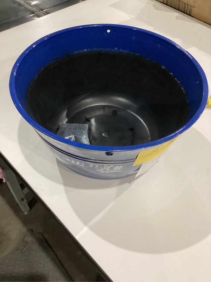 Condition photo showing Good Condition for style selections round 11.34-in w small blue resin contemporary/modern indoor/outdoor hanging planter with drainage holes