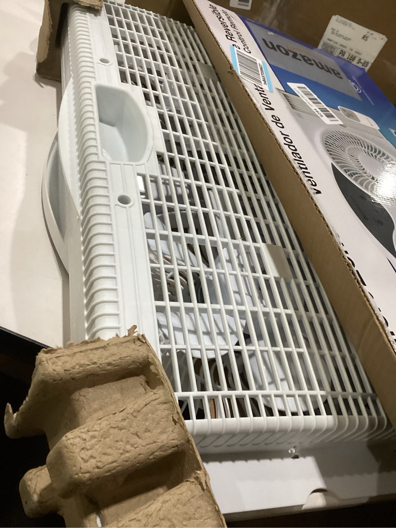Condition photo showing Good Condition for comfort zone 9  3-speed reversible twin window fan with remote control  white