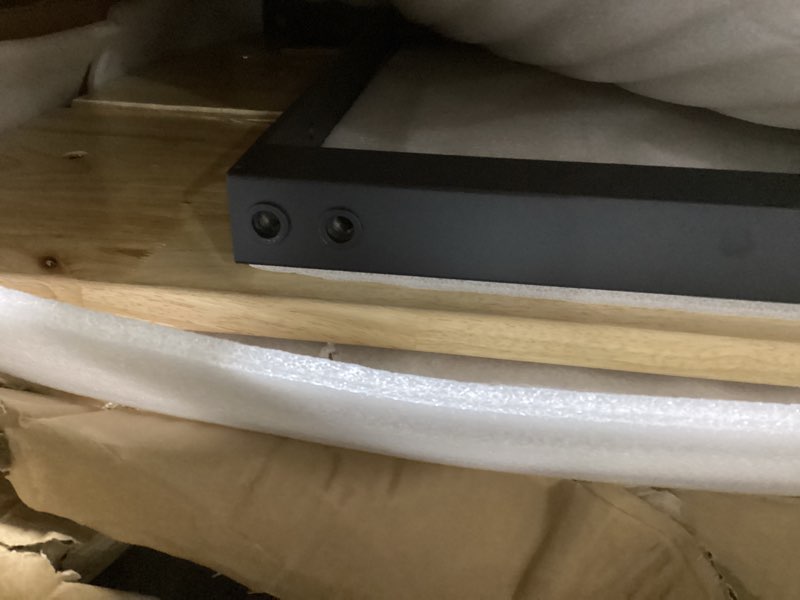 Condition photo showing As Is for 48" Adjustable Workbench with Wheels, 2000 Lbs Capacity, Heavy Duty Rubber Wood Workbenches with Pegboard, 29.5"-39.4" Height Adjustable Work Table for Garage Office Workshop Home Commercial 48" with Pegboard & Hook