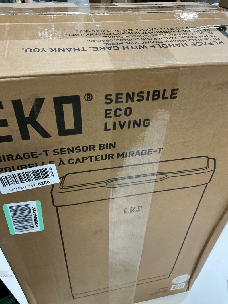 Condition photo showing Good Condition for eko mirage-t 50 liter / 13.2 gallon touchless rectangular motion sensor trash can, brushed stainless steel finish