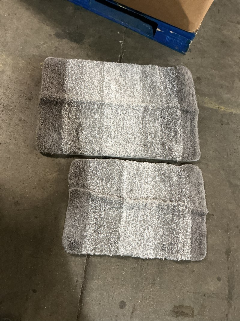 Condition photo showing Good Condition for OLANLY Bathroom Rug Set 2 Piece, Soft Absorbent Microfiber Bath Mats and U-Shaped Contour Toilet Rug, Non-Slip, Machine Wash Dry, Plush Shaggy Bath Mats for Bathroom (24"x16"+24"x20", Grey)