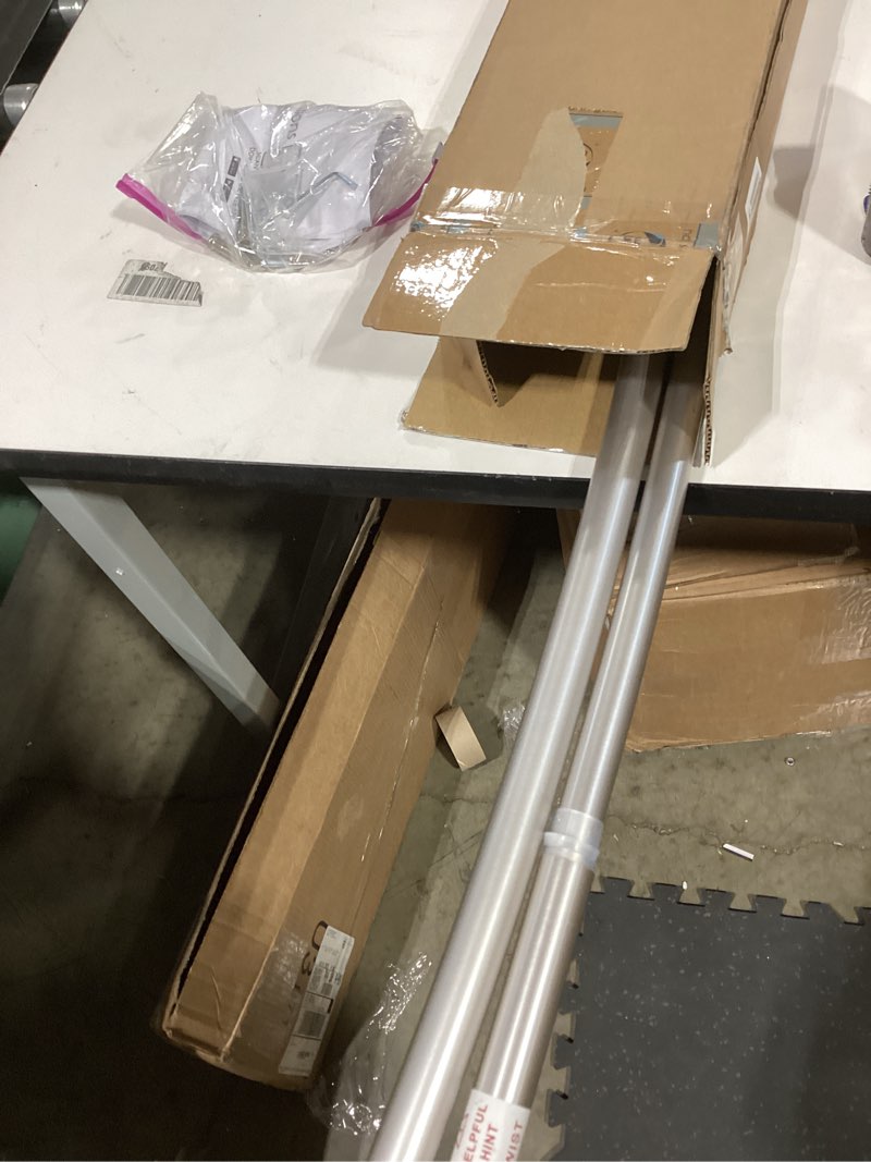 Condition photo showing As Is for Zenna Home 50\" to 72\" NeverRust Rustproof Adjustable Tension Curved Shower Rod Brushed Nickel : Microfiber, Machine Washable, Non-Slip Backing INCOMPLETE 