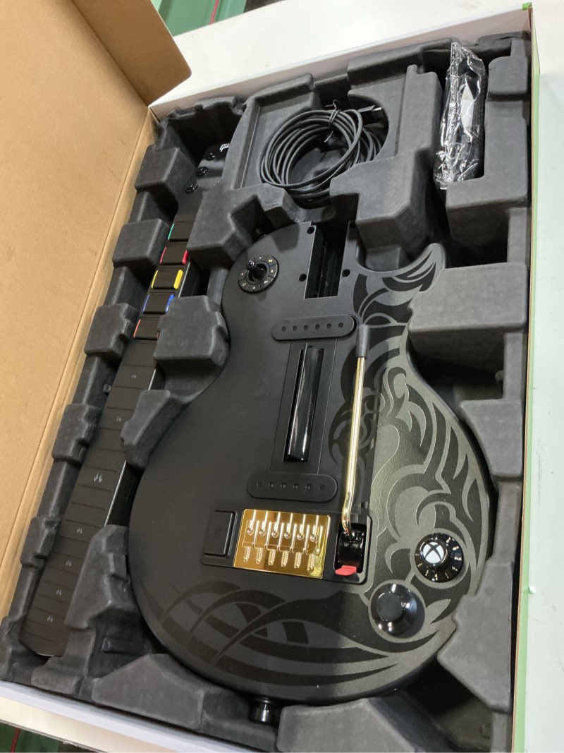 Condition photo showing Good Condition for crkd gibson les paul guitar controller - black tribal - licensed by xbox xbox licensed les paul encore edition - black tribal