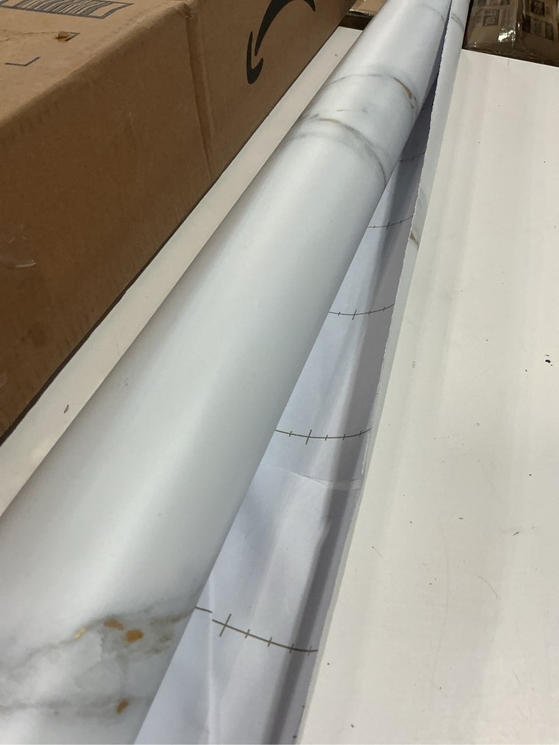 Condition photo showing As Is for marble contact paper for countertops cover - 24"x197" matte white gold peel and stick wallpaper - removable self adhesive thick granite vinyl film roll 24"w x 197"l a white gold vein