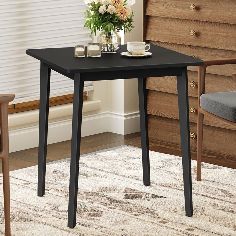 HOOBRO Bamboo Dining Table, Square Dining Table for 2, 27.6" Kitchen Table for Small Space, Writing 