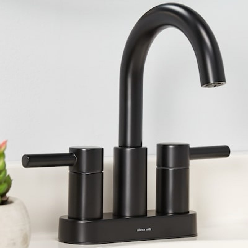 1k+ bought last week allen + roth harlow simplefit matte black 4-in centerset 2-handle watersense high-arc