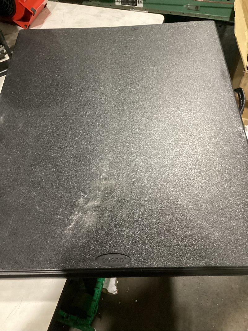 Condition photo showing As Is for cosco 6 ft. fold-in-half banquet table w/handle, black black 6ft centerfold