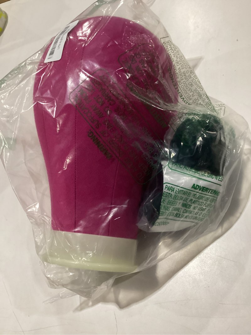 Condition photo showing Good Condition for eerya canvas block head 24 inch wig head set for wig making display styling rosy poly canvas block head with stand mannequin head with mount hole manikin head stand (24inch,rosy) 24 inch with stand rosy
