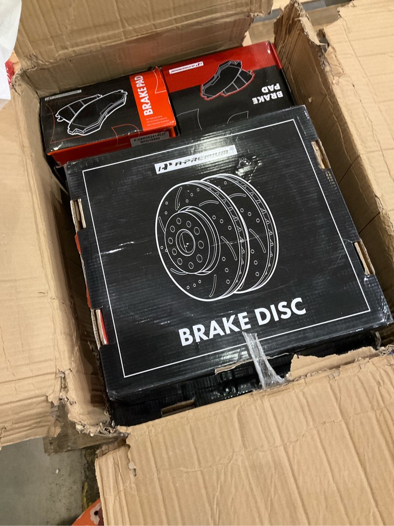 a-premium front and rear drilled and slotted disc brake rotors + ceramic pads kit compatible with se