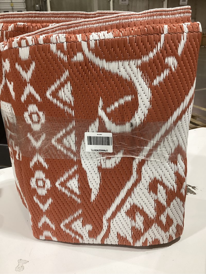 Condition photo showing item condition for GarveeLife Outdoor Patio Rug 8x10 Waterproof Reversible Plastic Straw Mat, Large Vintage Medallion Boho Area Rug Indoor Outdoor Rugs for Deck, Balcony, Pool, Camping, Beach, Picnic, Porch, RV Medallion|orange Terracotta 8' x 10' (Rectangular)