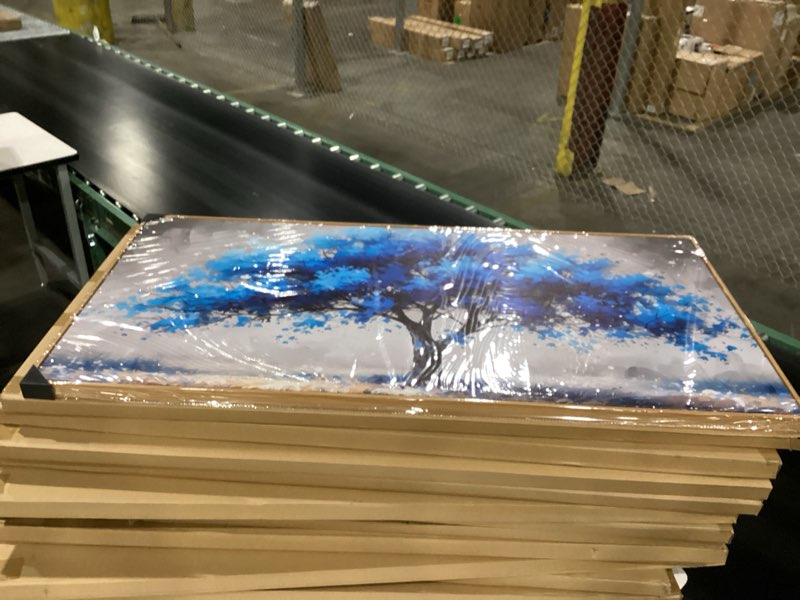 Abstract wall art Blue tree 24x48