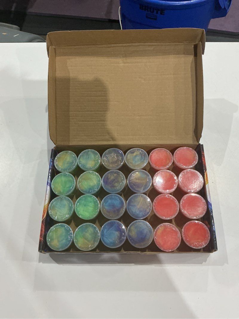 Condition photo showing New/Like New for 24 pack mini slime, galaxy slime party favors, stretchy slime kit for classroom prizes, christmas stocking stuffers, goodie bag stuffers,easter basket stuffers for kids boys girls 5-12 galaxy slime 24 cups