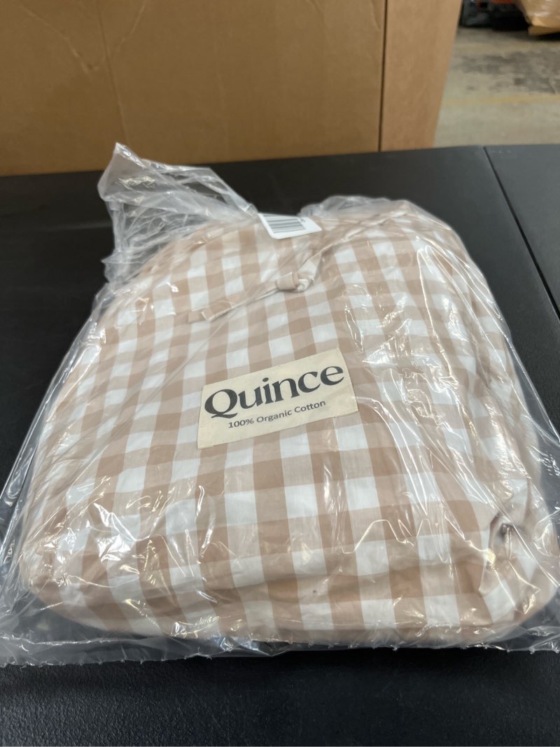 classic organic percale gingham fitted sheet set, twin, cafe