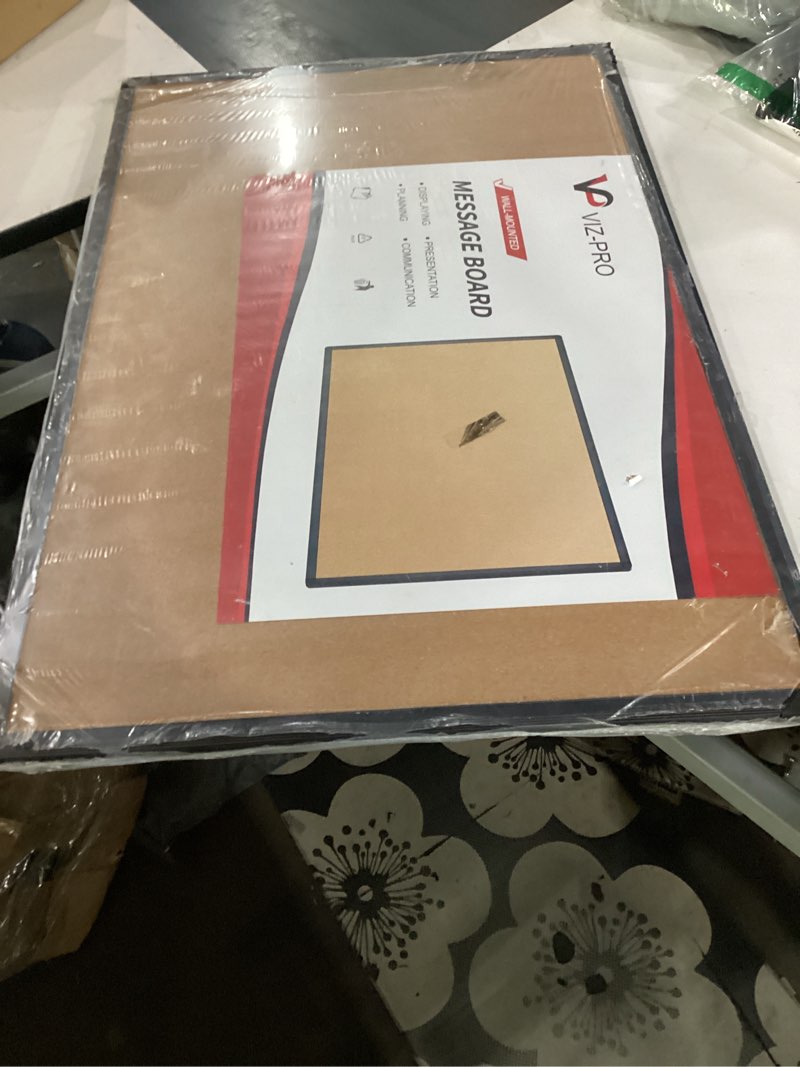 Condition photo showing Good Condition for viz-pro cork notice board, 36 x 24 inches, cork bulletin board with black aluminium frame