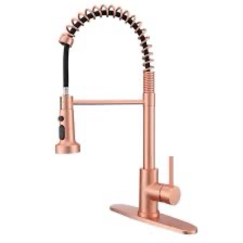 copper kitchen faucet, commerical style with pull out sprayer, with deck plate, red copper faucet
