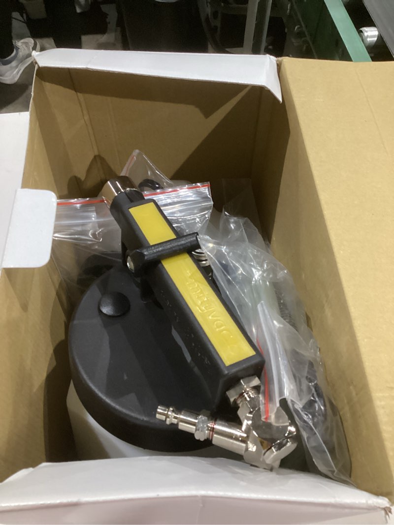 Condition photo showing As Is for mityvac mv6835 premium pneumatic air operated brake and clutch bleeding kit, variable control thumb throttle, quick connect coupler, 1.9 quart reservoir