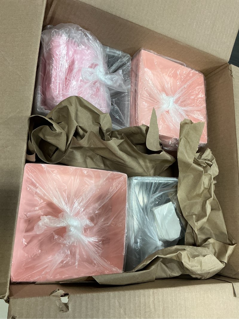 Condition photo showing Good Condition for deziwood 7 x 7 x 4 inches paper cake boxes with clear lids, 50 pack pink large charcuterie square fo