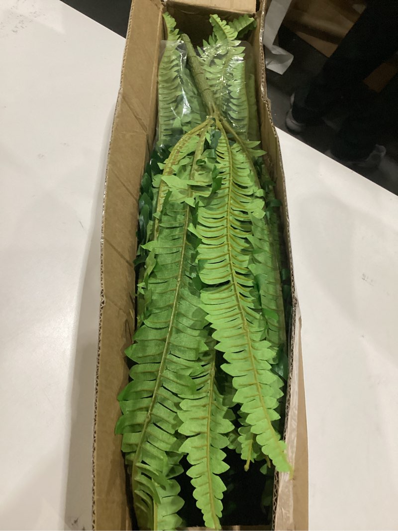 Condition photo showing Good Condition for forest prince 45" fake ferns, realistic large artificial bush plants, 2 artificial boston ferns with 59 fronds for outdoors planter indoor home garden porch decor
