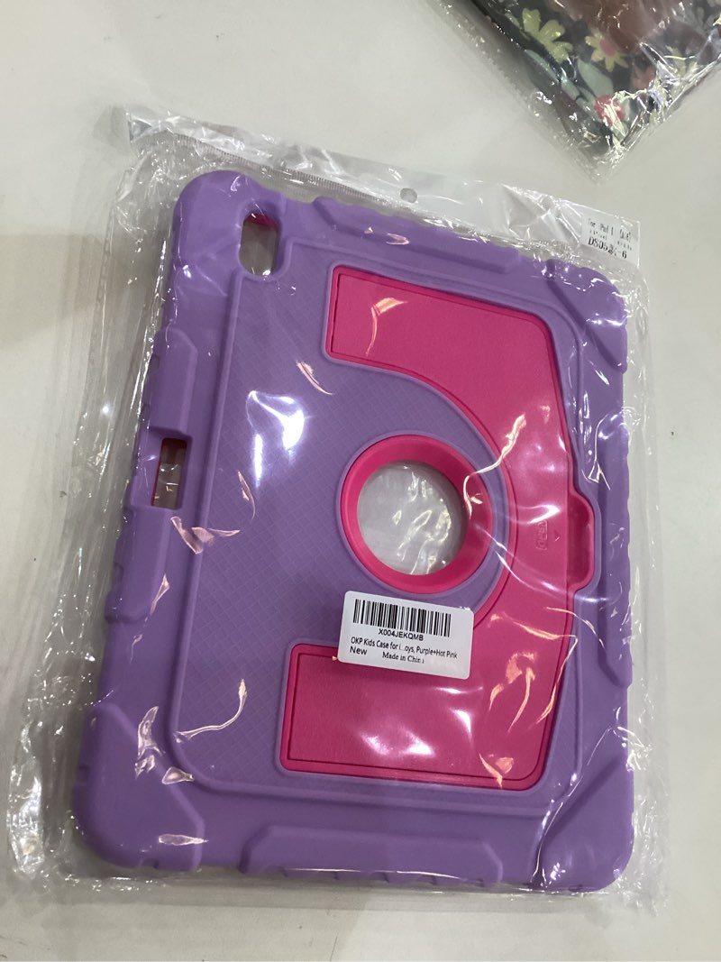 Condition photo showing New/Like New for OKP Case for iPad A16 11th Generation 11 inch 2025/ 10th Generation 10.9 inch 2022, Shockproof Rugged Heavy Duty 11/10 th Gen i Pad Protective Cover with Pencil Holder/Kickstand, Purple+Hot Pink Purple+Hot Pink for iPad 11''(A16)/10th (10.9'')