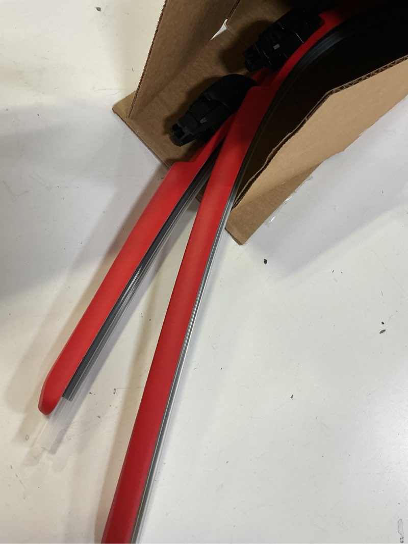 Condition photo showing Good Condition for clixwipers 26" + 16" (set of 2) red all weather premium automotive replacement windshield wiper blades, passenger and driver side winter wiper blades for various car models 26" + 16" red