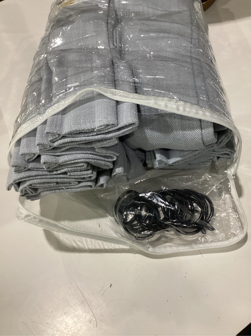 Condition photo showing As Is for miulee pinch pleated thick linen curtains 84 inches long 2 panels for living room bedroom, linen textured memory trained drapes pleat back tab light filtering light blue window curtains with hooks chambray blue 40"w x 84"l (pack of 2)