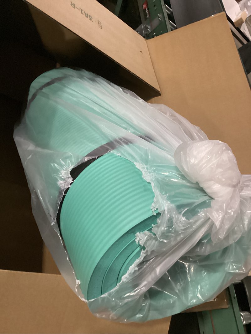 Condition photo showing Good Condition for SIMILAR TO STOCK PHOTO Gaiam Yoga Mat, Pilates & Exercise Mat, Thick 2/5\" (10mm) Workout Mat with Easy-Cinch Carrying Strap for Home & Gym Workouts Teal 2/5\" (10MM)