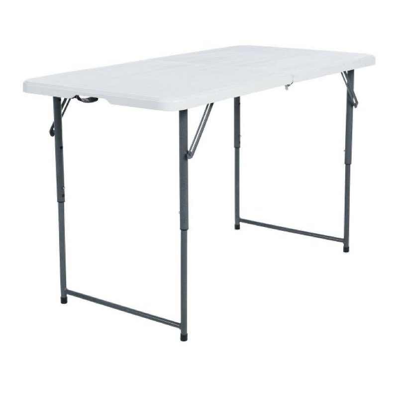 4" peakform adjustable height folding table off white