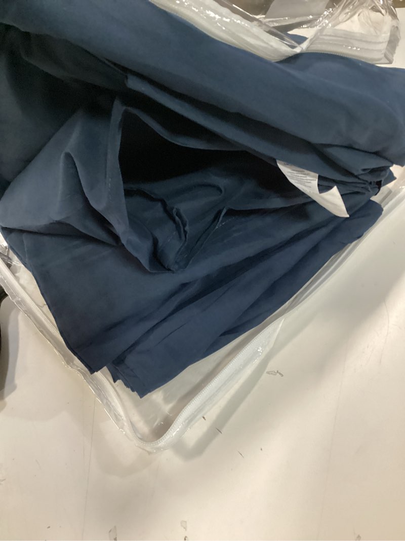 Condition photo showing Good Condition for CozyLux California King Comforter Set Navy Blue - Cal King Bed in a Bag 7 Pieces, Luxury Soft Bed Set for All Seasons, Bedding Set with Down Alternative Comforter, Sheets, Pillowcases & Shams Navy California King