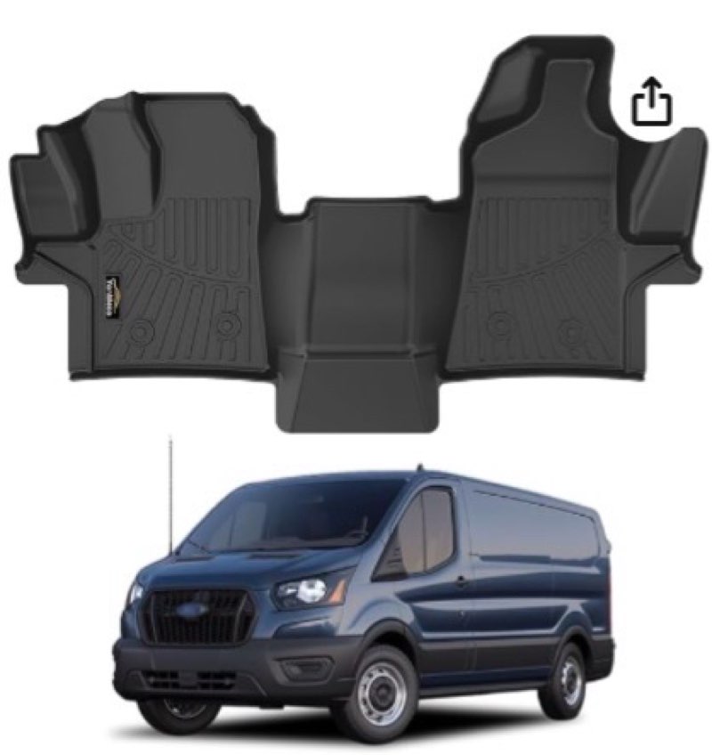 Floor Mats Custom for Ford Transit 2022-2025 (All Models w/Vinyl Floors) All Weather TPE Rubber Prot