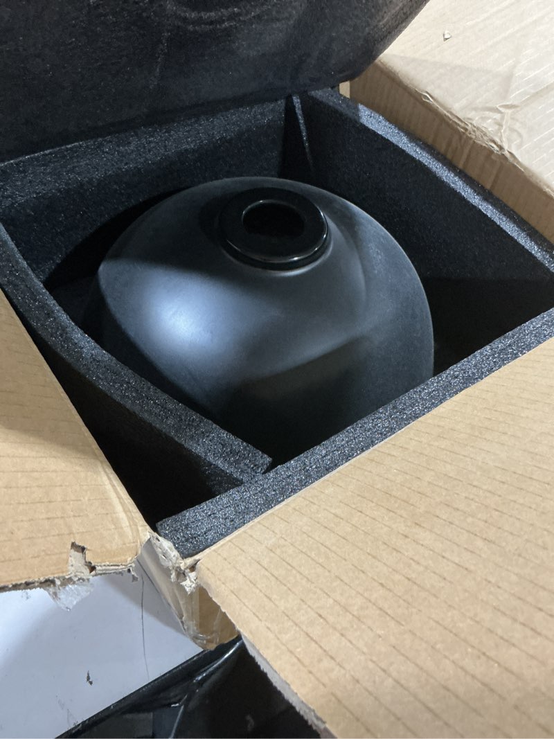 Condition photo showing Good Condition for 13" round stone resin vessel sink with pop-up drain combo black bathroom sink above counter, art basin vanity sink for small bathroom